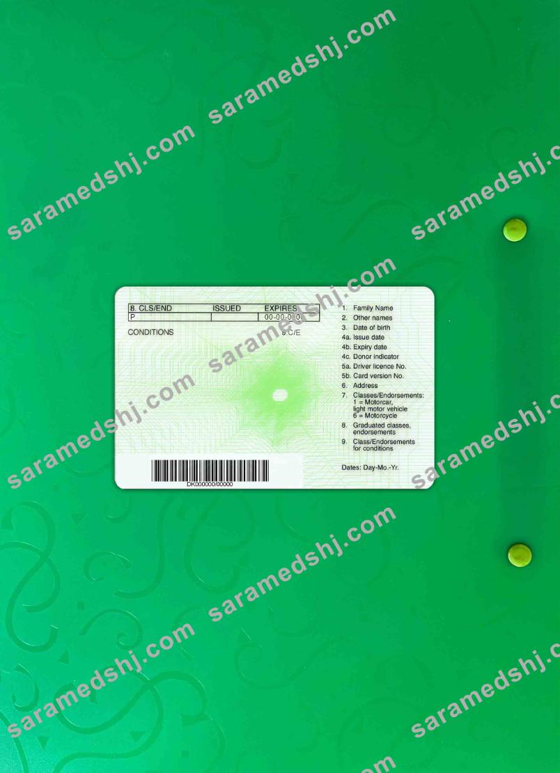 New Zealand green driving license (fully qualified) photolook BACK